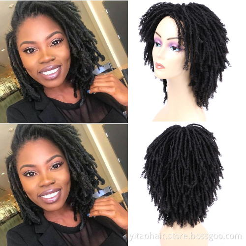 Wholesale Dreadlock Wig Short Braid Wigs Synthetic Afro Curly  Blonde 613 color  Wig  Braided Crochet Twist Hair For Black Women